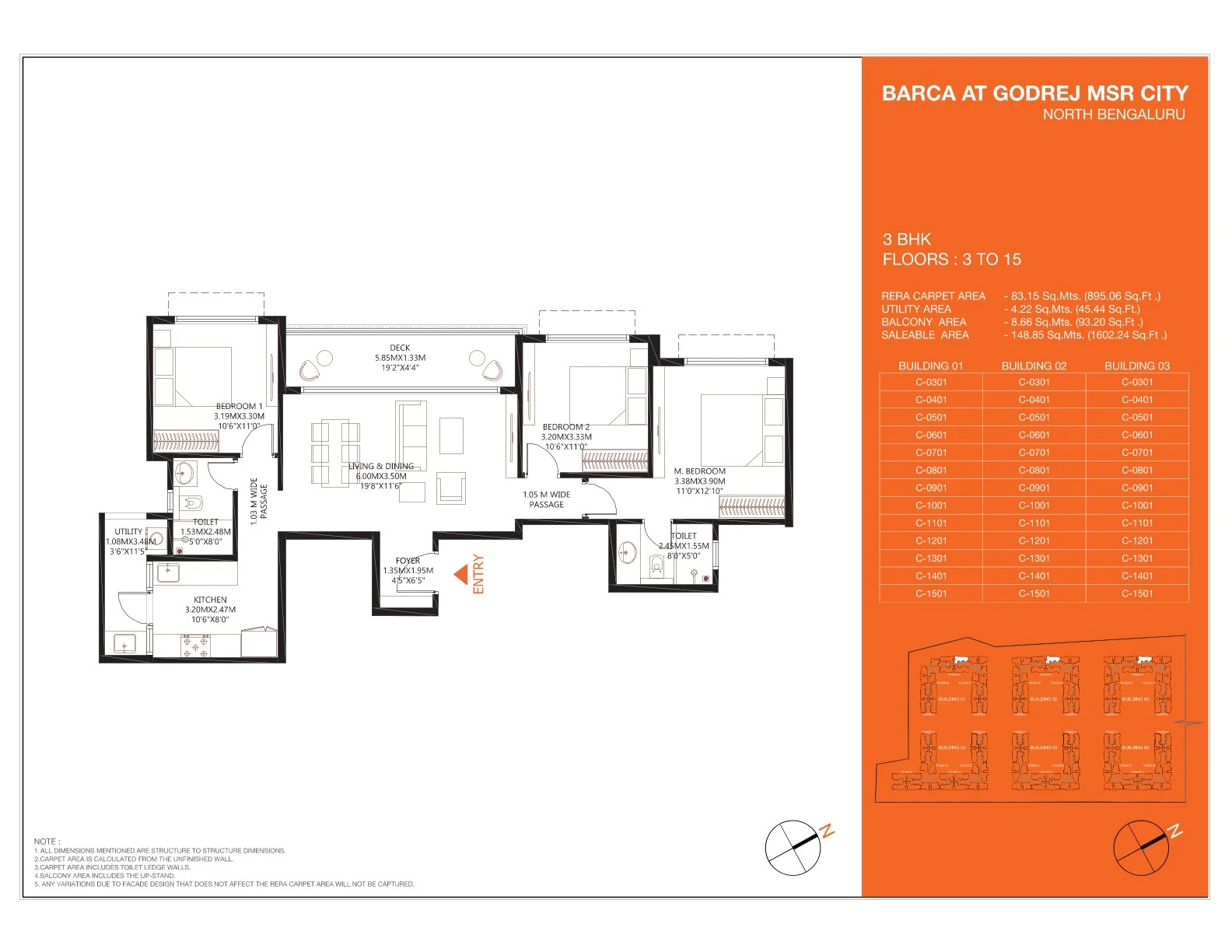 godrej shettigere 3 BHK-2T Floor Plan
